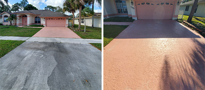 before and after - power washing driveway