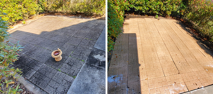 Before and After power washing Outdoor Patio